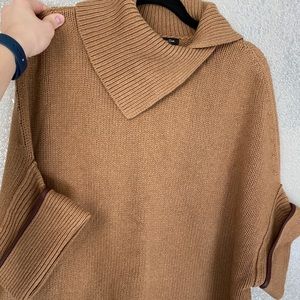 Massimo Dutti Poncho Cape with Leather Details